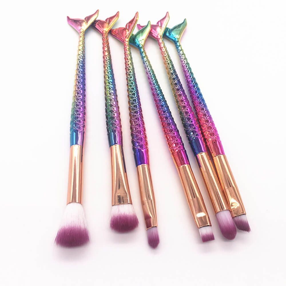 10-piece mermaid tail makeup brush set colorful 3D soft brushes beauty tools