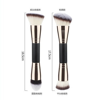 10-Color Double-Ended Makeup Brushes Soft Loose Powder Contour Flat Foundation Brush