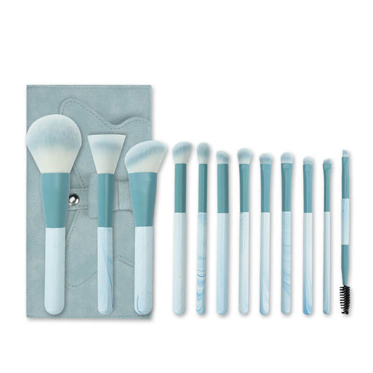 12 pcs makeup brush set soft beginner blue beauty brushes