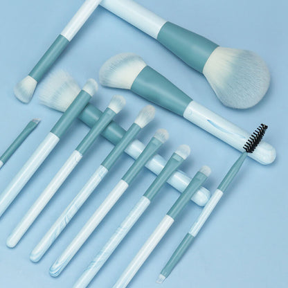 12 pcs makeup brush set soft beginner blue beauty brushes