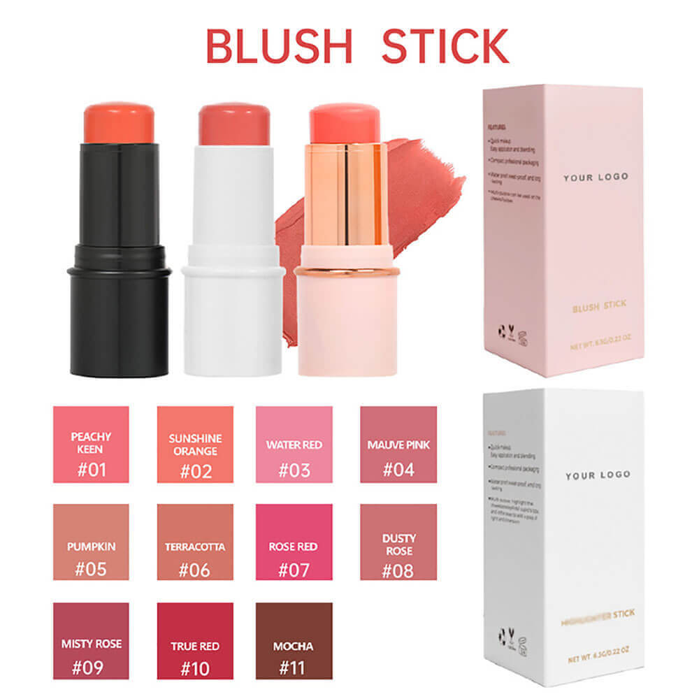 11 color blush stick blusher cream long lasting multi-use waterproof