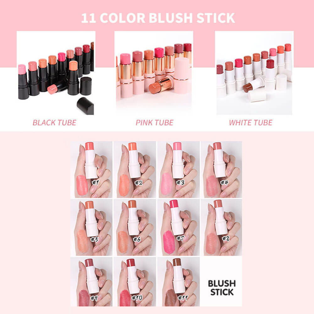 11 color blush stick blusher cream long lasting multi-use waterproof