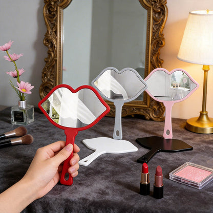 7 Color Lip Shape Makeup Mirror Handheld Portable Handle Mirror 18*21.5cm