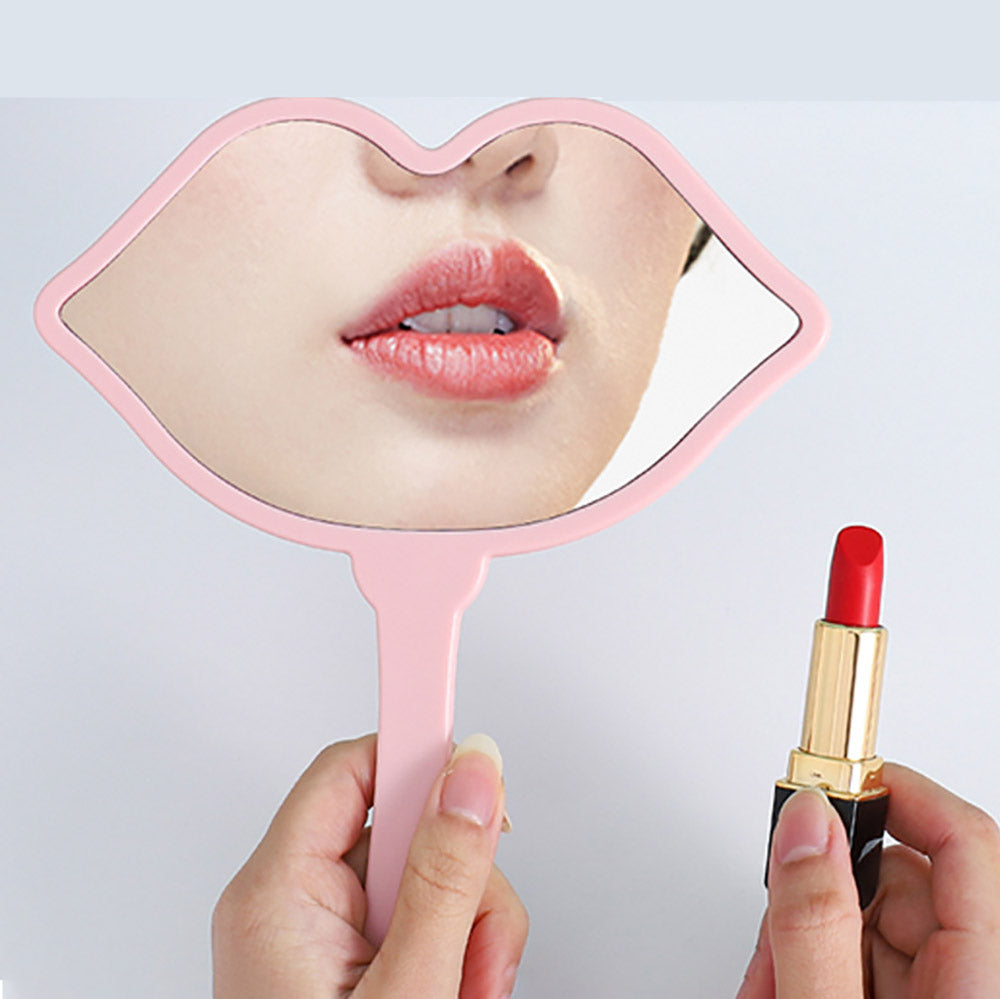 7 Color Lip Shape Makeup Mirror Handheld Portable Handle Mirror 18*21.5cm