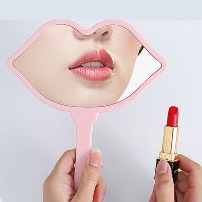 7 Color Lip Shape Makeup Mirror Handheld Portable Handle Mirror 18*21.5cm