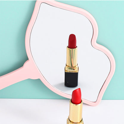 7 Color Lip Shape Makeup Mirror Handheld Portable Handle Mirror 18*21.5cm