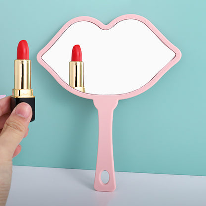 7 Color Lip Shape Makeup Mirror Handheld Portable Handle Mirror 18*21.5cm