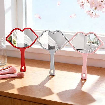 7 Color Lip Shape Makeup Mirror Handheld Portable Handle Mirror 18*21.5cm