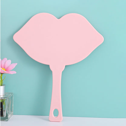 7 Color Lip Shape Makeup Mirror Handheld Portable Handle Mirror 18*21.5cm