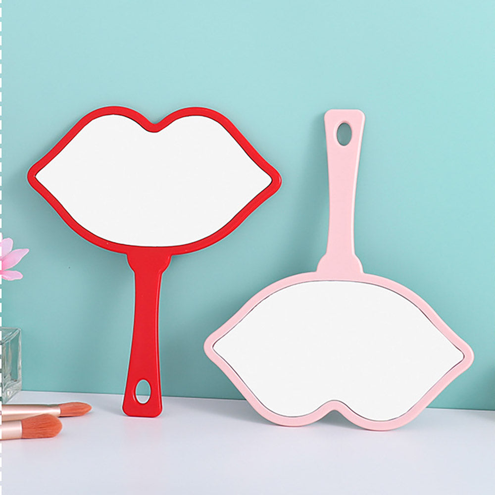 7 Color Lip Shape Makeup Mirror Handheld Portable Handle Mirror 18*21.5cm