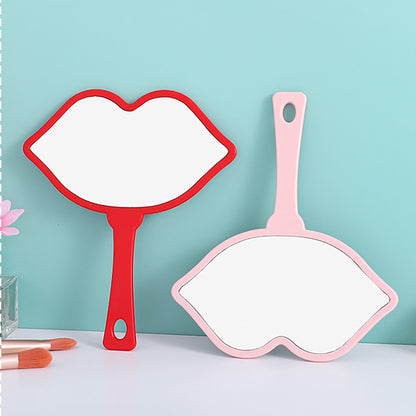 7 Color Lip Shape Makeup Mirror Handheld Portable Handle Mirror 18*21.5cm