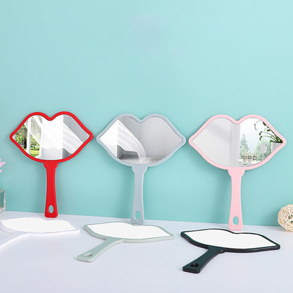 7 Color Lip Shape Makeup Mirror Handheld Portable Handle Mirror 18*21.5cm