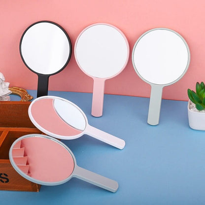 5 color makeup mirror round shape dressing portable handheld mirrors 12*21.5cm