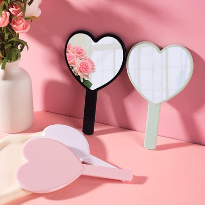 4 color heart-shaped makeup mirror love handheld portable handle mirror 16*10.5cm