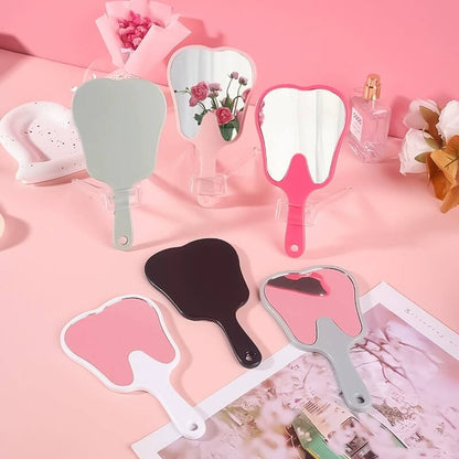 6 color makeup mirror cute teeth handle mirror advertising dental handheld 16*8.5cm