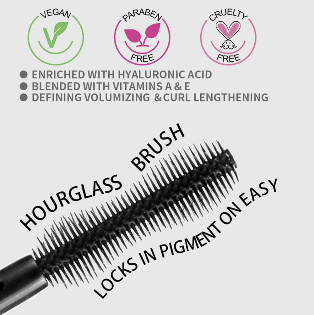 Black Mascara Full Volume Curling Waterproof Long Lasting Thickening Vegan