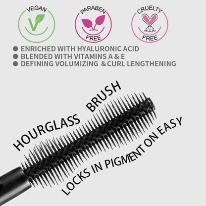 Black Mascara Full Volume Curling Waterproof Long Lasting Thickening Vegan