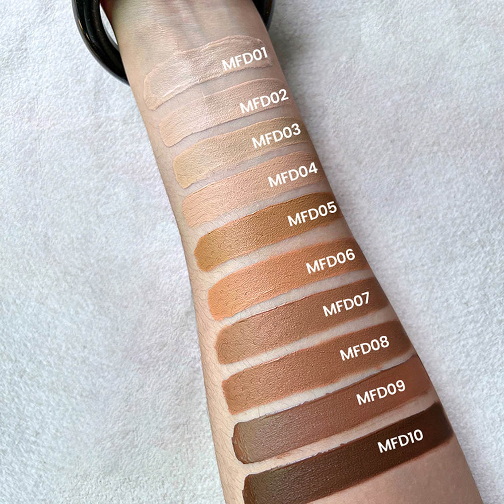 10 Color Liquid Foundation Full Coverage Matte Waterproof All Skins Gold Tube