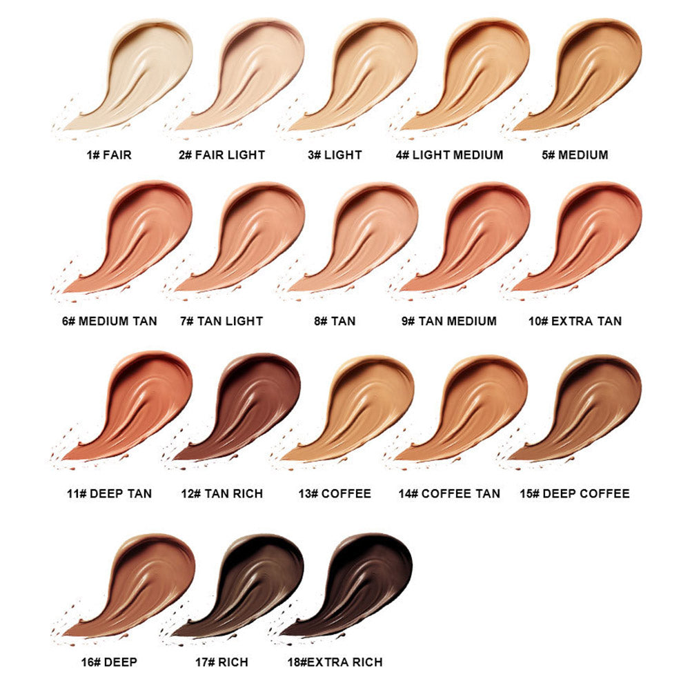 18 Color Matte Liquid Foundation Makeup Base Full Cover Waterproof Tan Brown