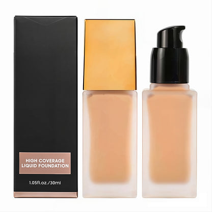 10 Color Liquid Foundation Full Coverage Matte Waterproof All Skins Gold Tube