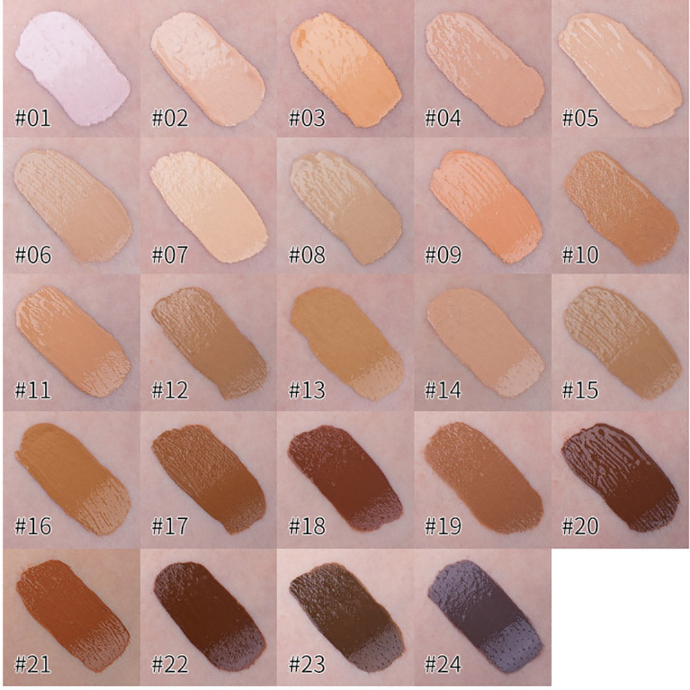 24 Color Matte Foundation Full Coverage Waterproof Long Lasting Medium Tanned Skin