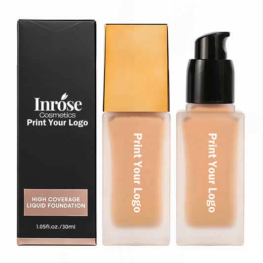 10 Color Liquid Foundation Full Coverage Matte Waterproof All Skins Gold Tube