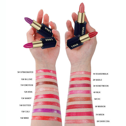 16 Color Glitter Lipstick Plumping Shimmer Lip Stick Hydrating Long-Lasting