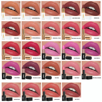 24 Color Matte Lipstick Moisturizing High Pigment Vegan No Logo Magnetic Tube