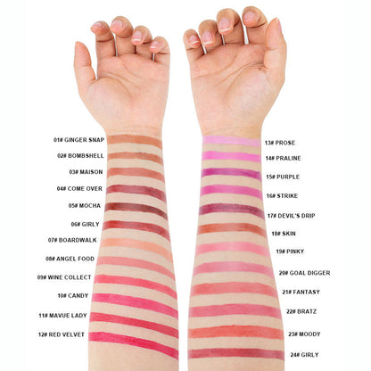 24 Color Matte Lipstick High Pigmented Long Lasting Waterproof Gold Tube
