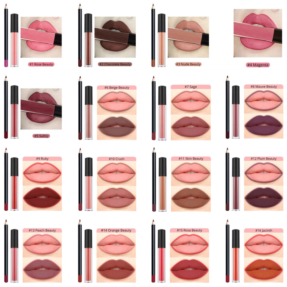 30 Color Liquid Lipstick Lip Liner Set Matte Lipstick Kit Long Lasting Waterproof