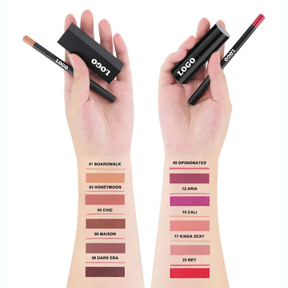 10 Color 2 In 1 Lip Kit Matte Lipstick & Lip Stain & Lip Liner Gift Set