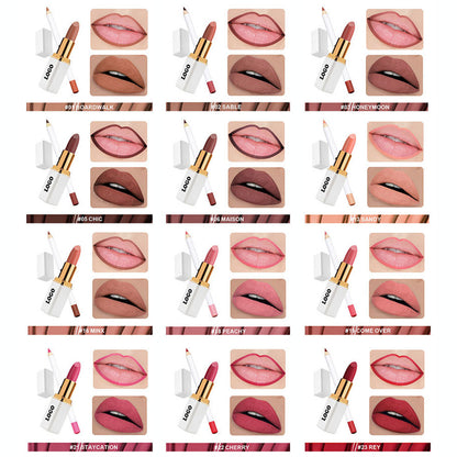 12 Color 2 In 1 Lip Gift Kit Matte Liquid Lipstick Cream Lipstick Lip Liner