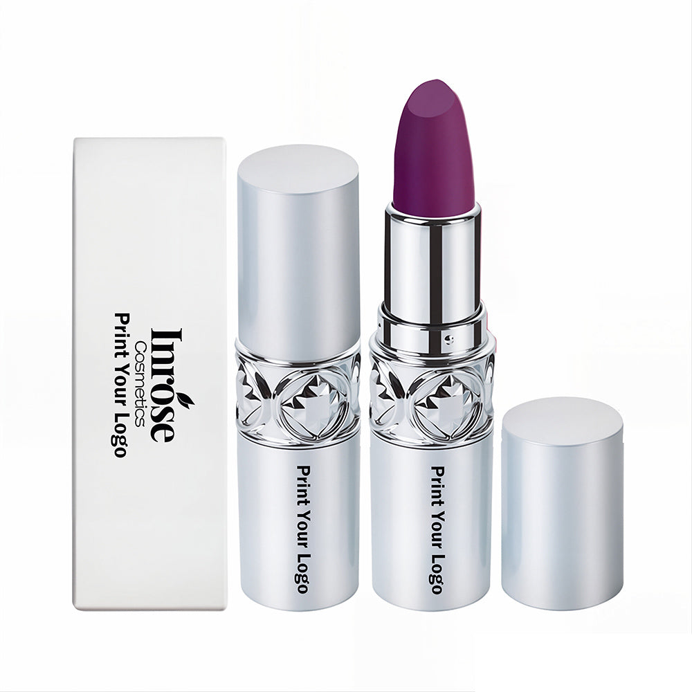 Rouge à lèvres crème mat longue tenue, 24 teintes, tube argenté