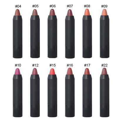 12 Color Crayon Lipstick Matte Velvet Moisturizing Long-Lasting Vegan