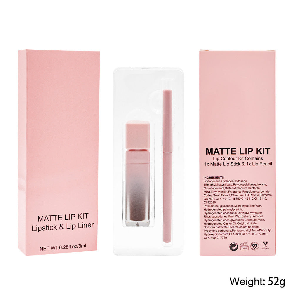 16 Color Pink Liquid Lipstick Lip Liner Set Matte Waterproof Long Lasting
