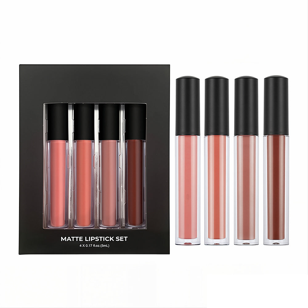 4-Piece Matte Liquid Lipstick Set Waterproof Non-Transfer High Pigmented