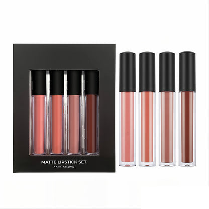 4-Piece Matte Liquid Lipstick Set Waterproof Non-Transfer High Pigmented