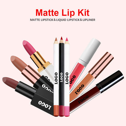 10 Color 2 In 1 Lip Gift Kit Matte Lipstick & Lip Stain & Lip Liner Set