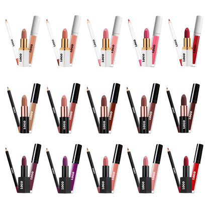 10 Color 3 In 1 Lip Set Matte Lipstick & Lip Stain & Lip Liner Gift Kits