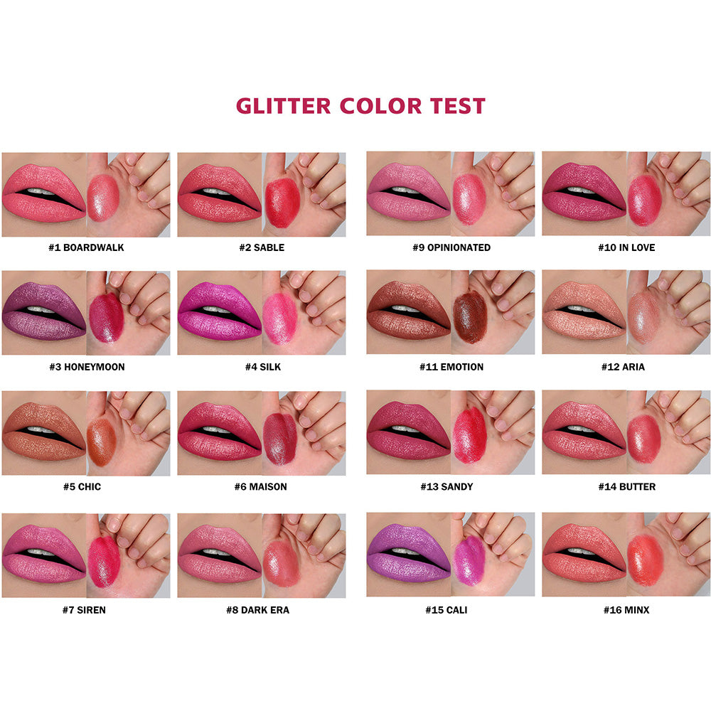 16 Color Glitter Lipstick Plumping Hydrating Long-Lasting Shimmer Lip Stick