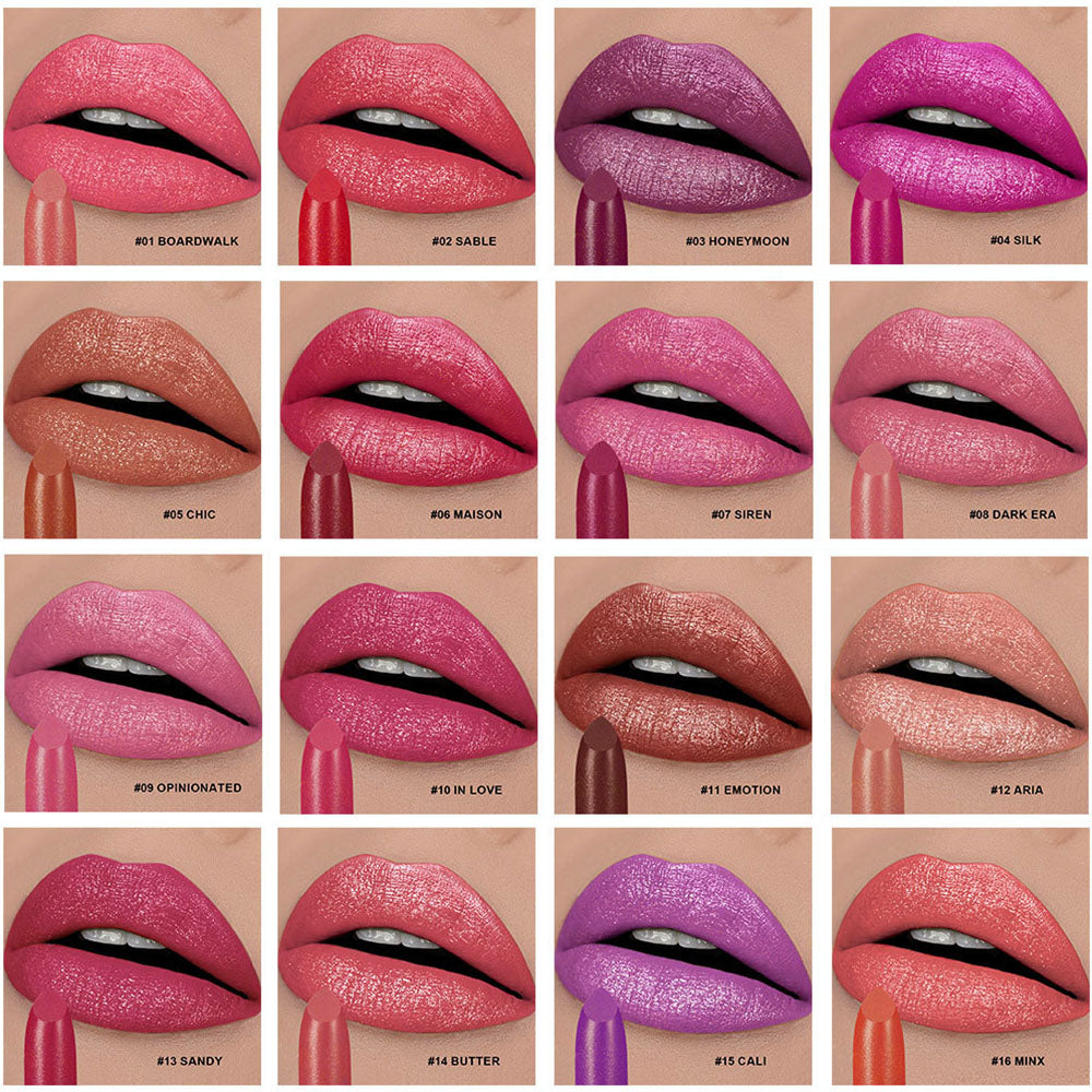 16 Color Glitter Lipstick Plumping Hydrating Long-Lasting Shimmer Lip Stick