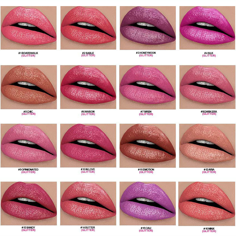 16 Color Glitter Lipstick Plumping Hydrating Long-Lasting Shimmer Lip Stick