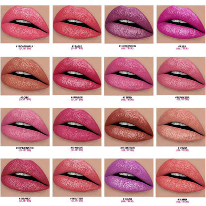 16 Color Glitter Lipstick Plumping Hydrating Long-Lasting Shimmer Lip Stick