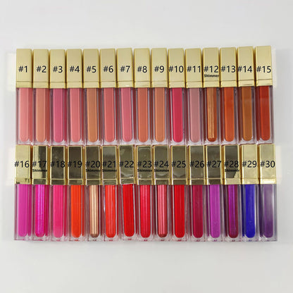 30 Color Matte Liquid Lipstick Long Lasting Waterproof Gold Tube