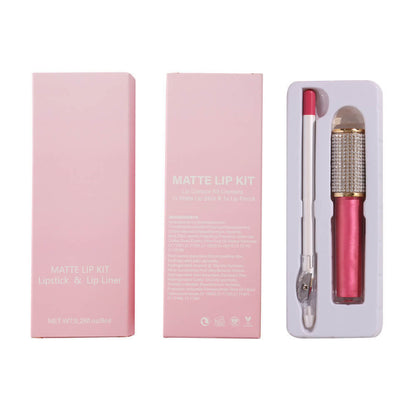 20 color matte liquid lipstick lip liner set diamond long lasting