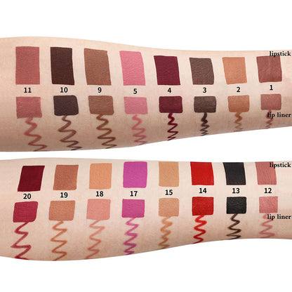 16 Color 2 In 1 Matte Liquid Lipstick Lip Liner Set Long Lasting High Pigment