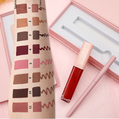 16 Color 2 In 1 Matte Liquid Lipstick Lip Liner Set Long Lasting High Pigment