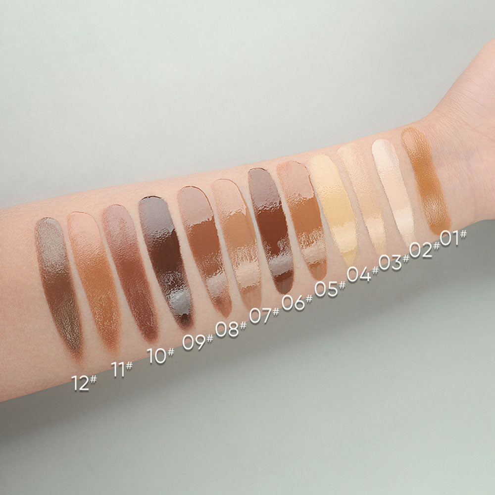 12-Shade Liquid Foundation High-Coverage Long-Lasting Flawless Waterproof 15ml