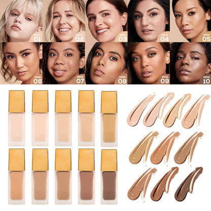 10 color liquid foundation full coverage matte waterproof gold tube