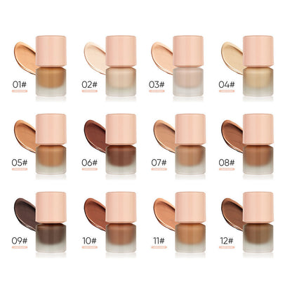 12-Shade Liquid Foundation High-Coverage Long-Lasting Flawless Waterproof 15ml